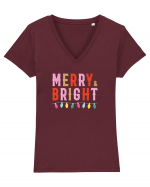 Merry and Bright Tricou mânecă scurtă guler V Damă Evoker