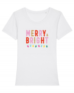 Merry and Bright Tricou mânecă scurtă guler larg fitted Damă Expresser