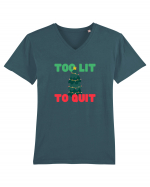 Too Lit to Quit (Brad de Crăciun)  Tricou mânecă scurtă guler V Bărbat Presenter