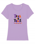 Trick or Treat (mov și portocaliu)  Tricou mânecă scurtă guler larg fitted Damă Expresser