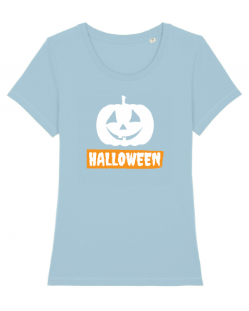 Halloween Pumpkin White Sky Blue