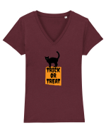 Pisica Neagră Trick or Treat  Tricou mânecă scurtă guler V Damă Evoker