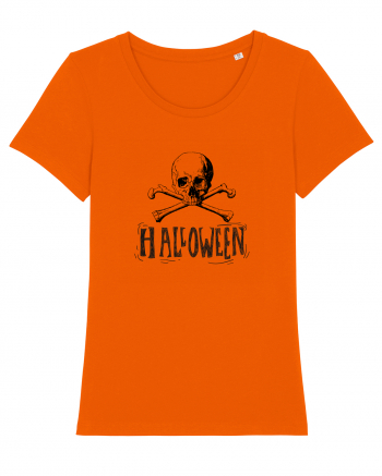 Halloween Skull and Bones Bright Orange