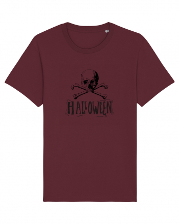 Halloween Skull and Bones Burgundy