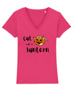 Cat - o '- lantern Tricou mânecă scurtă guler V Damă Evoker