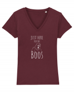 Just here for the Boos. (alb)  Tricou mânecă scurtă guler V Damă Evoker