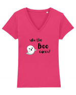 Who the boo cares? (negru)  Tricou mânecă scurtă guler V Damă Evoker