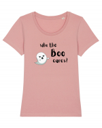 Who the boo cares? (negru)  Tricou mânecă scurtă guler larg fitted Damă Expresser