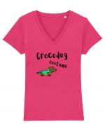 Crocodog Costume (negru)  Tricou mânecă scurtă guler V Damă Evoker