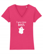 I give free Boos. (alb)  Tricou mânecă scurtă guler V Damă Evoker