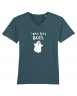 I give free Boos. (alb)  Tricou mânecă scurtă guler V Bărbat Presenter