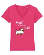 Woof! Oh, I mean Boo!  Tricou mânecă scurtă guler V Damă Evoker