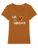 Cat - o '- lantern (alb)  Tricou mânecă scurtă guler larg fitted Damă Expresser