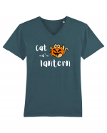 Cat - o '- lantern (alb)  Tricou mânecă scurtă guler V Bărbat Presenter