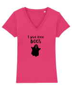 I give free Boos. (negru)  Tricou mânecă scurtă guler V Damă Evoker