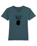 I give free Boos. (negru)  Tricou mânecă scurtă guler V Bărbat Presenter