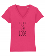 Just here for the Boos. (negru)  Tricou mânecă scurtă guler V Damă Evoker