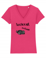 Skelecat costume (negru)  Tricou mânecă scurtă guler V Damă Evoker