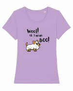 Woof! Oh, I mean Boo! (negru)  Tricou mânecă scurtă guler larg fitted Damă Expresser