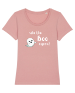 Who the boo cares? (alb)  Tricou mânecă scurtă guler larg fitted Damă Expresser