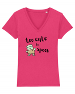 Too cute to spook (negru)  Tricou mânecă scurtă guler V Damă Evoker