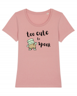 Too cute to spook (negru)  Tricou mânecă scurtă guler larg fitted Damă Expresser