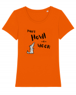 Happy Howl-o-ween  Tricou mânecă scurtă guler larg fitted Damă Expresser