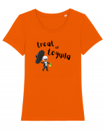 Treat or tequila Mexican  Tricou mânecă scurtă guler larg fitted Damă Expresser