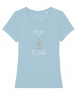 Treat or tequila (alb)  Tricou mânecă scurtă guler larg fitted Damă Expresser