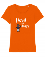 Howl you doin'?  Tricou mânecă scurtă guler larg fitted Damă Expresser