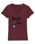 Howl you doin'? (negru)  Tricou mânecă scurtă guler V Damă Evoker