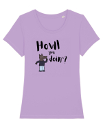 Howl you doin'? (negru)  Tricou mânecă scurtă guler larg fitted Damă Expresser