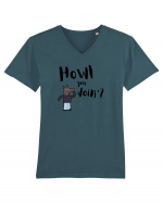 Howl you doin'? (negru)  Tricou mânecă scurtă guler V Bărbat Presenter