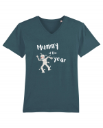 Mummy of the year (alb)  Tricou mânecă scurtă guler V Bărbat Presenter