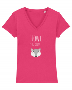 Howl you doin'? variant (alb)  Tricou mânecă scurtă guler V Damă Evoker