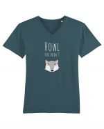 Howl you doin'? variant (alb)  Tricou mânecă scurtă guler V Bărbat Presenter