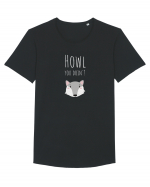 Howl you doin'? variant (alb)  Tricou mânecă scurtă guler larg Bărbat Skater