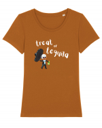 Treat or tequila Mexican (alb)  Tricou mânecă scurtă guler larg fitted Damă Expresser