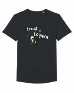 Treat or tequila Mexican (alb)  Tricou mânecă scurtă guler larg Bărbat Skater