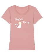 Hallow-queen (alb)  Tricou mânecă scurtă guler larg fitted Damă Expresser