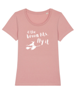 If the broom fits, fly it. (alb)  Tricou mânecă scurtă guler larg fitted Damă Expresser