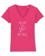You are under my spell (alb)  Tricou mânecă scurtă guler V Damă Evoker