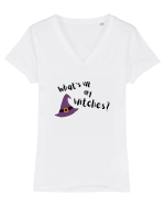 What's up my witches? (negru)  Tricou mânecă scurtă guler V Damă Evoker