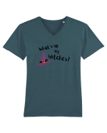 What's up my witches? (negru)  Tricou mânecă scurtă guler V Bărbat Presenter