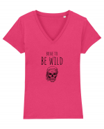 Bone to be Wild (negru)  Tricou mânecă scurtă guler V Damă Evoker