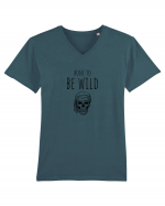 Bone to be Wild (negru)  Tricou mânecă scurtă guler V Bărbat Presenter