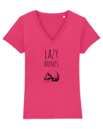 Lazy Bones (negru)  Tricou mânecă scurtă guler V Damă Evoker