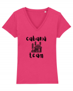 Cabană Team(negru)  Tricou mânecă scurtă guler V Damă Evoker