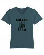 Cabană Team(negru)  Tricou mânecă scurtă guler V Bărbat Presenter