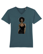 Afro Girl Tricou mânecă scurtă guler V Bărbat Presenter